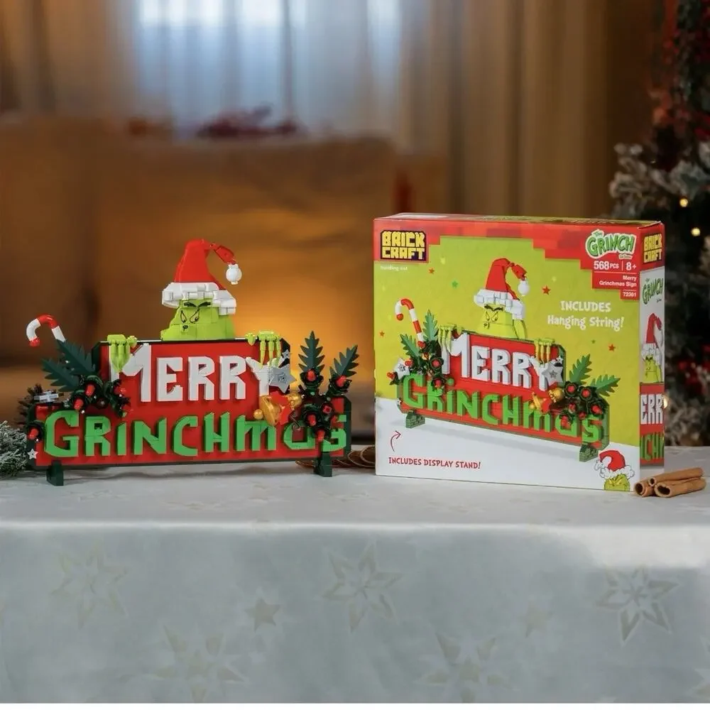 Dr. Seuss GRINCH MERRY GRINCHMAS SIGN Building Set 568 Pieces Brickcraft #72361